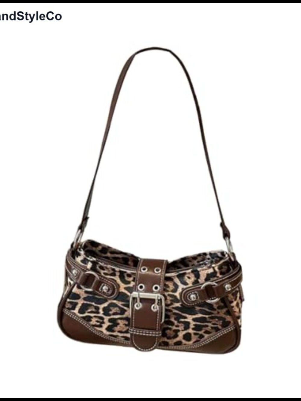 Vintage Y2K Cheetah Print PU Leather Shoulder Bag Metal Buckle Satchel Purse
